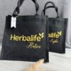 Jutetasche schwarz personalisiert Logo GeschenkStil