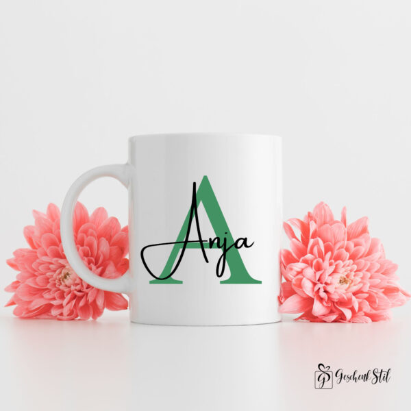 Tasse mit Initial und Name – Bild 4