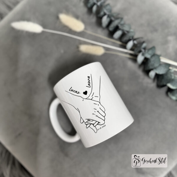 Partnertasse Händchen halten – Bild 3