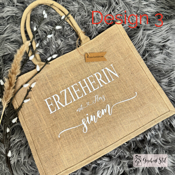 Jutetasche Abschied mit Wunschtext – Bild 3